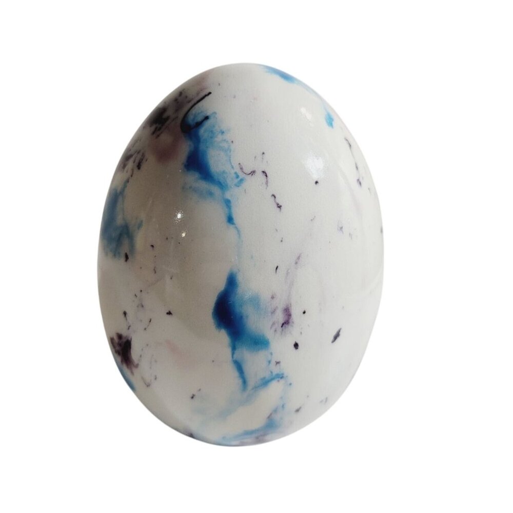 Vintage Ceramic Egg Hand Painted Speckles Multicolored White Blues Pink Purple - Picture 4 of 8